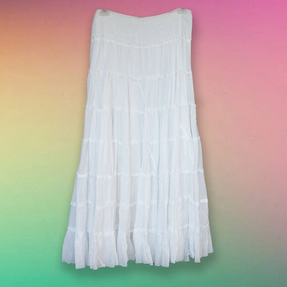 NWT! RARE! Free People Stuck In The Moment White Tiered 100% Cotton Skirt! - Picture 4 of 16